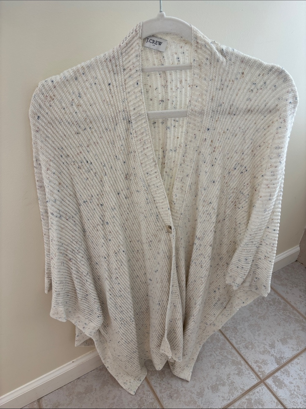 J. Crew Cream Speckled Open-Front Cardigan Poncho